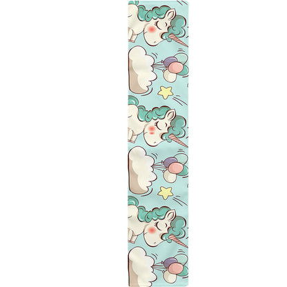 Cute Rainbow Unicorn Pattern Print Table Runner