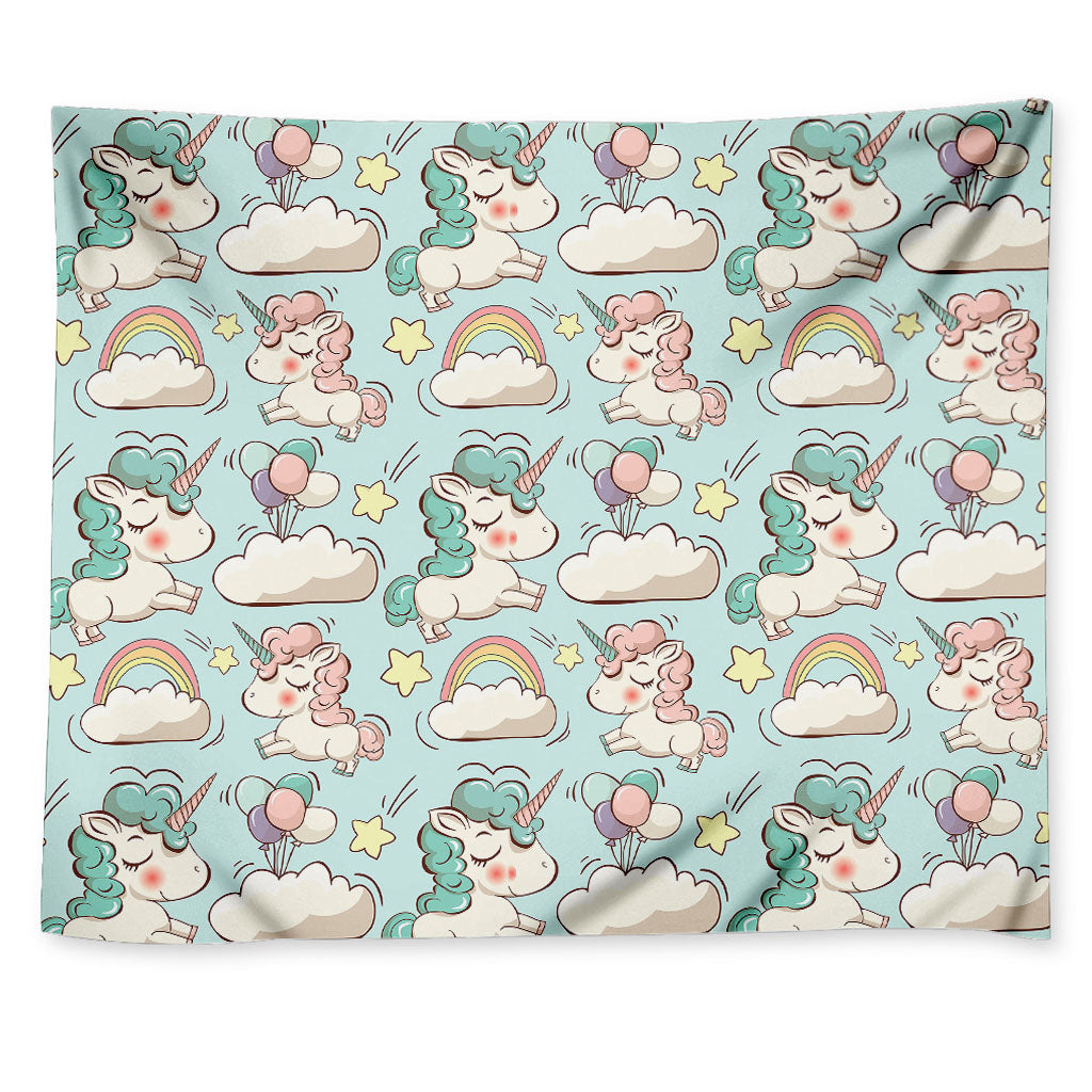 Cute Rainbow Unicorn Pattern Print Tapestry
