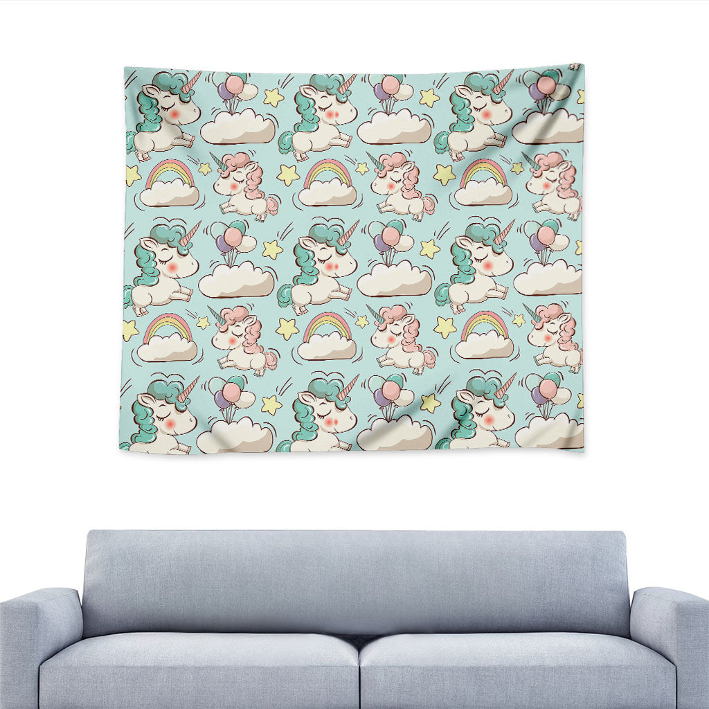 Cute Rainbow Unicorn Pattern Print Tapestry