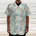 Cute Rainbow Unicorn Pattern Print Textured Short Sleeve Shirt