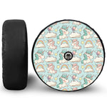 Cute Rainbow Unicorn Pattern Print Tire Cover With Camera Hole