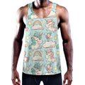 Cute Rainbow Unicorn Pattern Print Men's Workout Tank Top