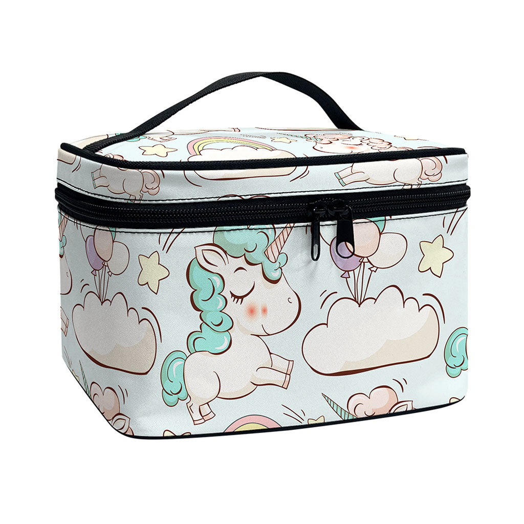 Cute Rainbow Unicorn Pattern Print Travel Makeup Bag