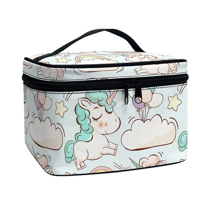 Cute Rainbow Unicorn Pattern Print Travel Makeup Bag