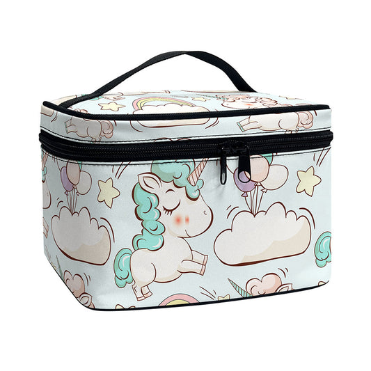 Cute Rainbow Unicorn Pattern Print Travel Makeup Bag