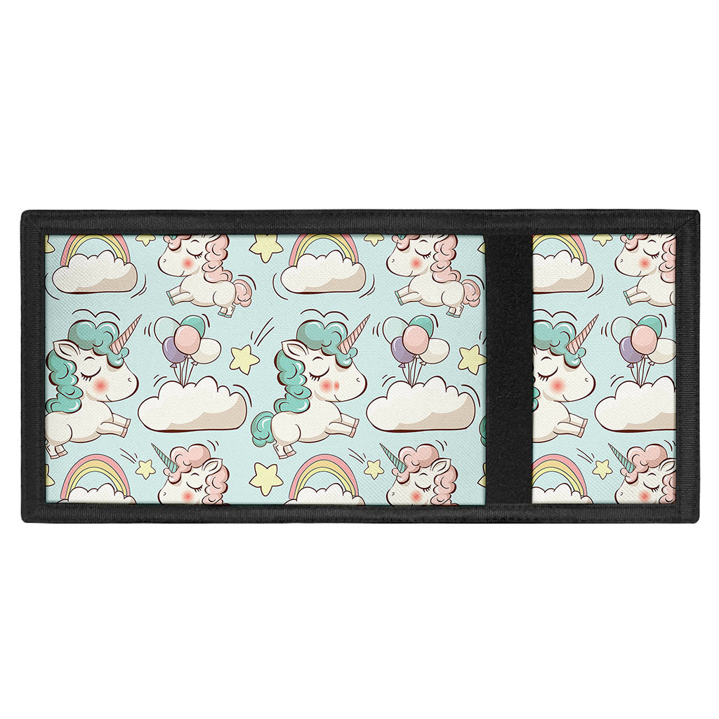 Cute Rainbow Unicorn Pattern Print Trifold Wallet