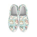 Cute Rainbow Unicorn Pattern Print White Slip On Sneakers