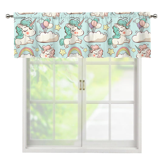Cute Rainbow Unicorn Pattern Print Window Valance