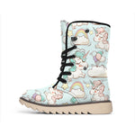 Cute Rainbow Unicorn Pattern Print Winter Boots