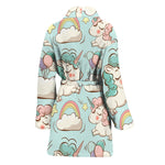 Cute Rainbow Unicorn Pattern Print Women's Bathrobe