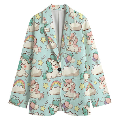 Cute Rainbow Unicorn Pattern Print Women's Blazer
