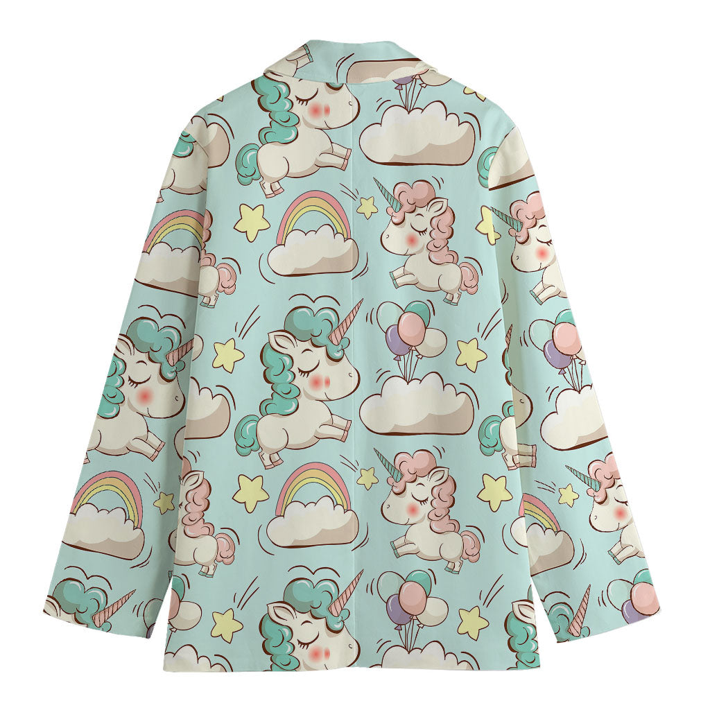 Cute Rainbow Unicorn Pattern Print Women's Blazer