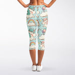 Cute Rainbow Unicorn Pattern Print Women's Capri Leggings