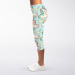 Cute Rainbow Unicorn Pattern Print Women's Capri Leggings