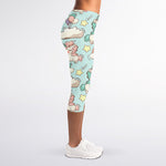 Cute Rainbow Unicorn Pattern Print Women's Capri Leggings