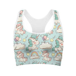 Cute Rainbow Unicorn Pattern Print Women's Sports Bra
