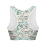 Cute Rainbow Unicorn Pattern Print Women's Sports Bra
