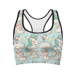 Cute Rainbow Unicorn Pattern Print Women's Sports Bra