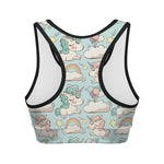 Cute Rainbow Unicorn Pattern Print Women's Sports Bra