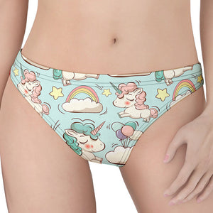 Cute Rainbow Unicorn Pattern Print Women's Thong