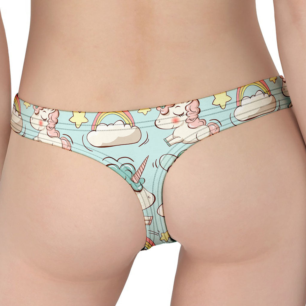 Cute Rainbow Unicorn Pattern Print Women's Thong