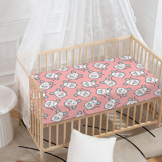 Cute Rat Pattern Print Baby Crib Sheet