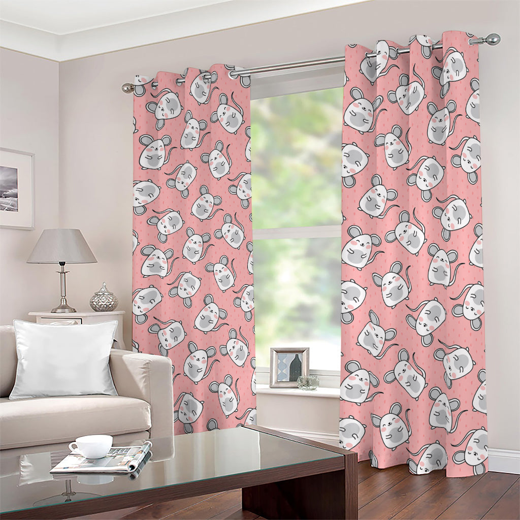 Cute Rat Pattern Print Blackout Grommet Curtains