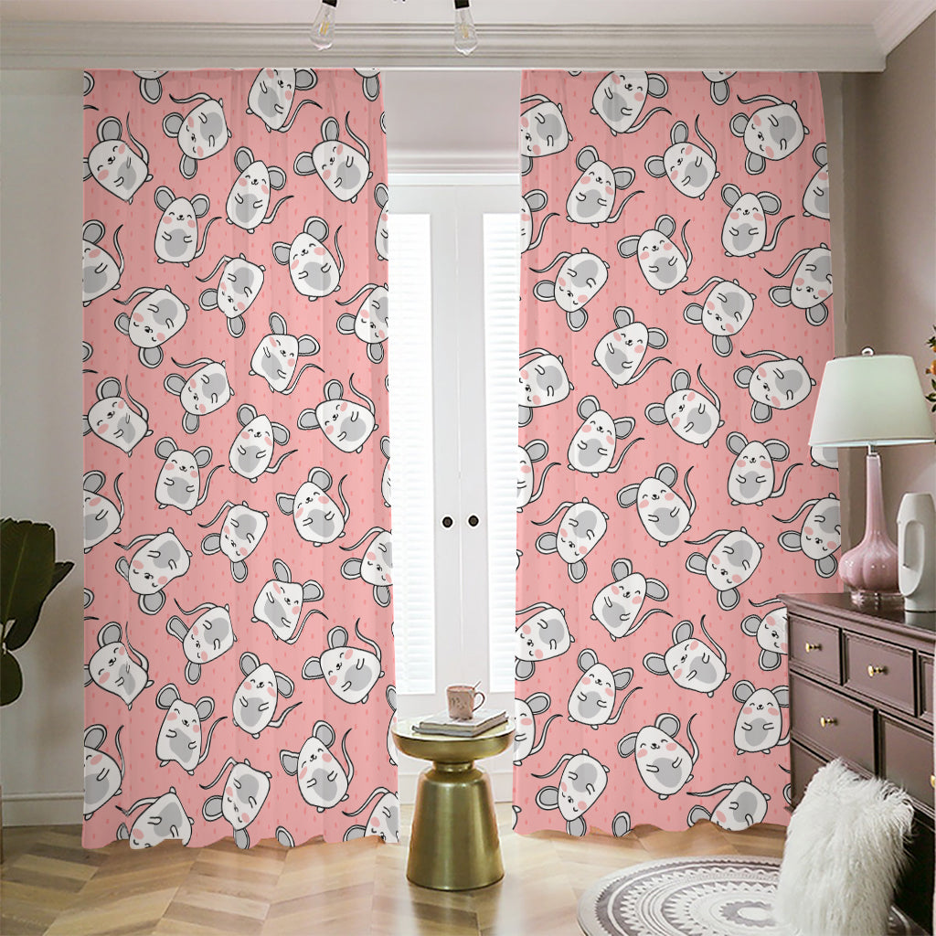 Cute Rat Pattern Print Blackout Pencil Pleat Curtains