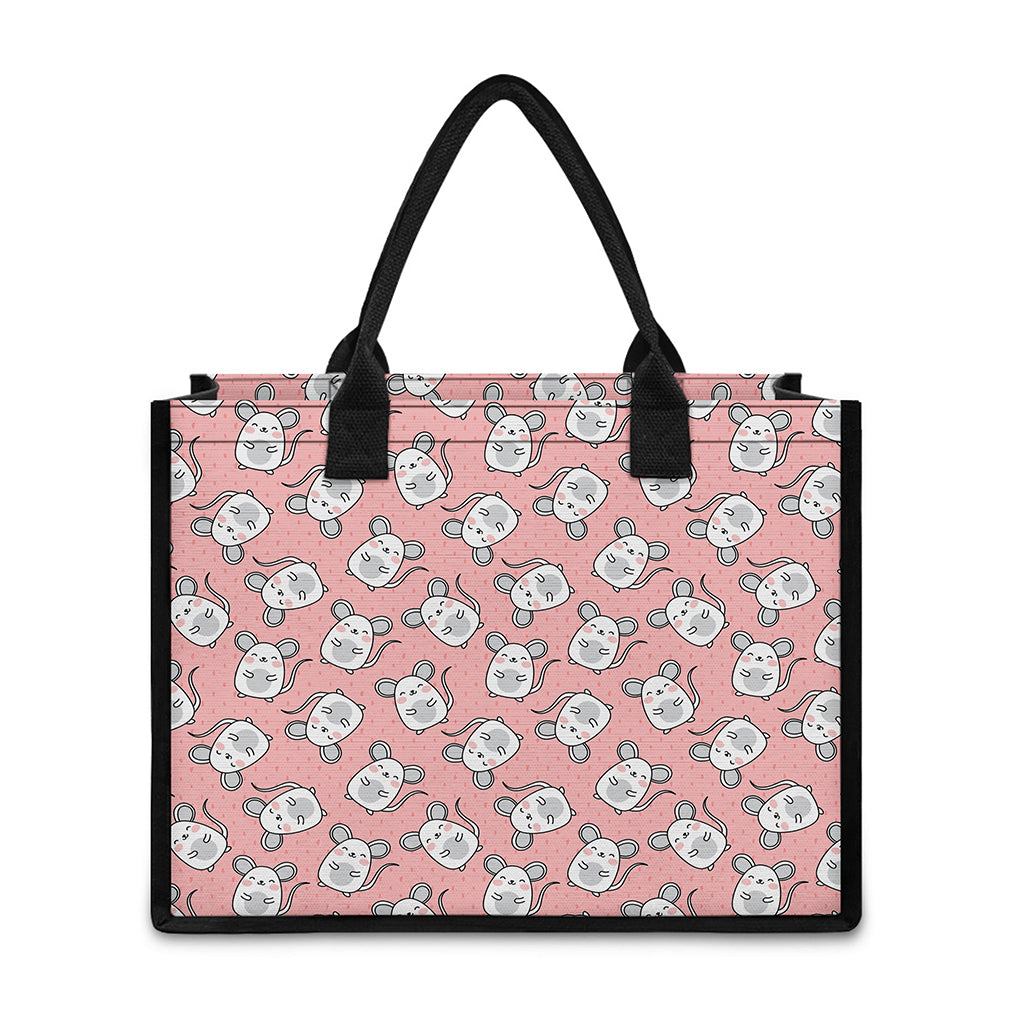 Cute Rat Pattern Print Canvas Tote Bag