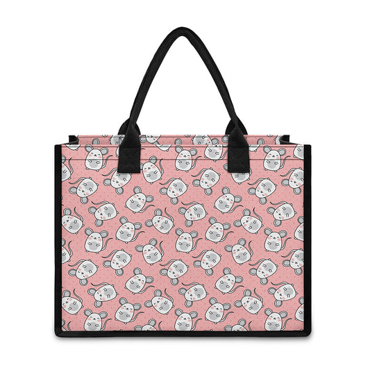 Cute Rat Pattern Print Canvas Tote Bag