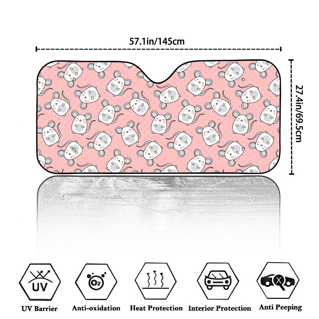 Cute Rat Pattern Print Car Windshield Sun Shade