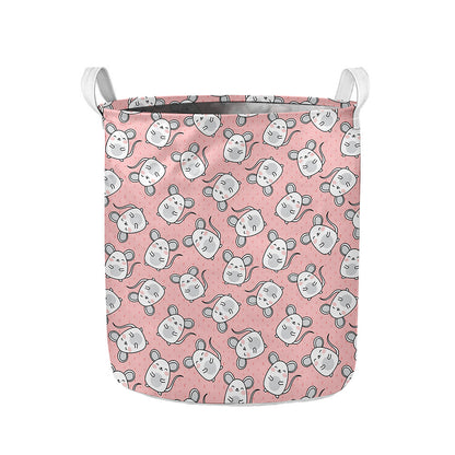 Cute Rat Pattern Print Collapsible Laundry Basket