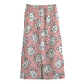 Cute Rat Pattern Print Cotton Front Slit Maxi Skirt