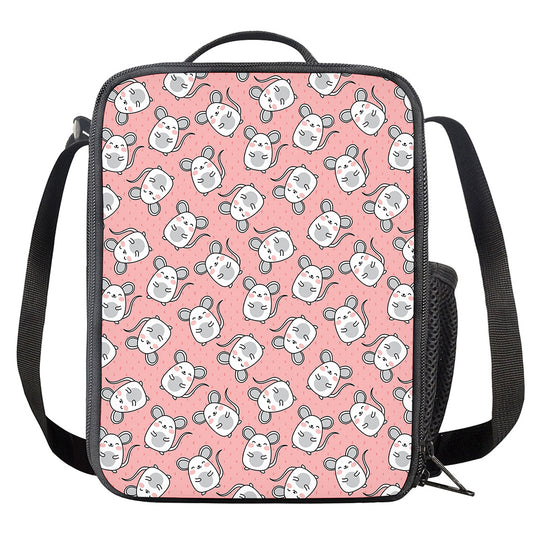 Cute Rat Pattern Print Crossbody Lunch Bag