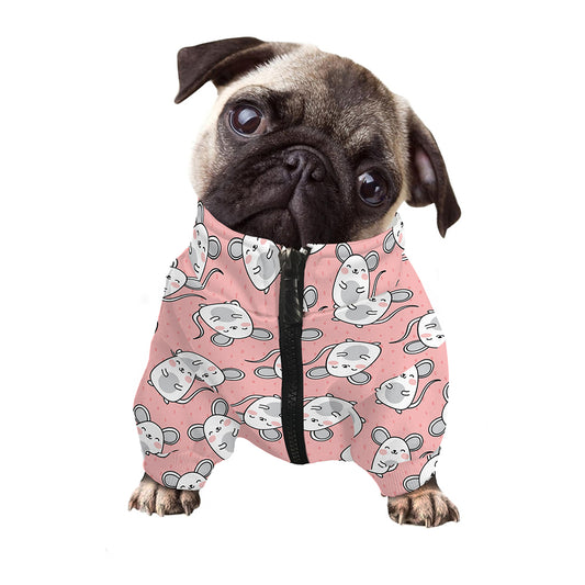 Cute Rat Pattern Print Dog Zip Up Jacket