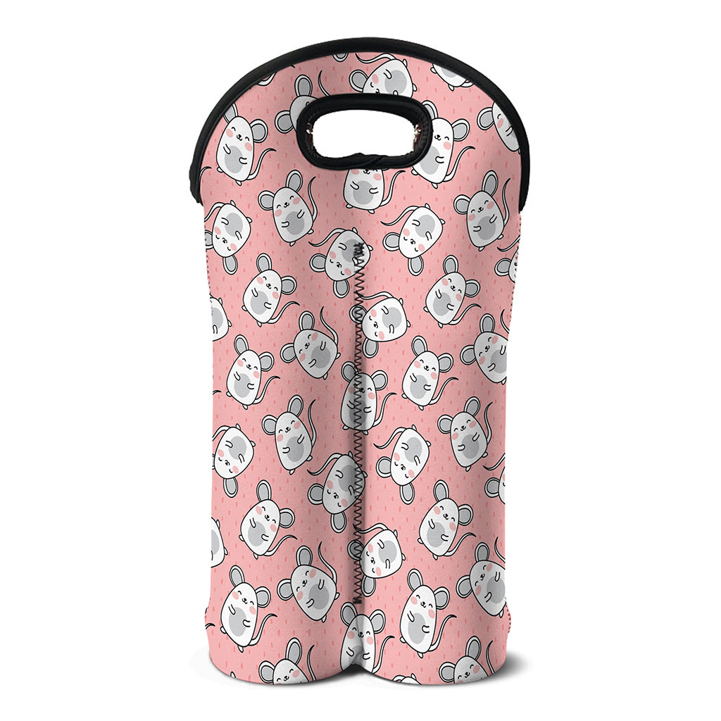 Cute Rat Pattern Print Double Neoprene Wine Tote