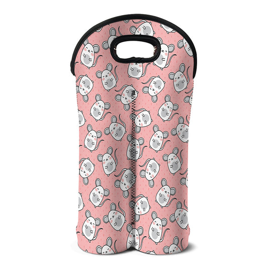 Cute Rat Pattern Print Double Neoprene Wine Tote
