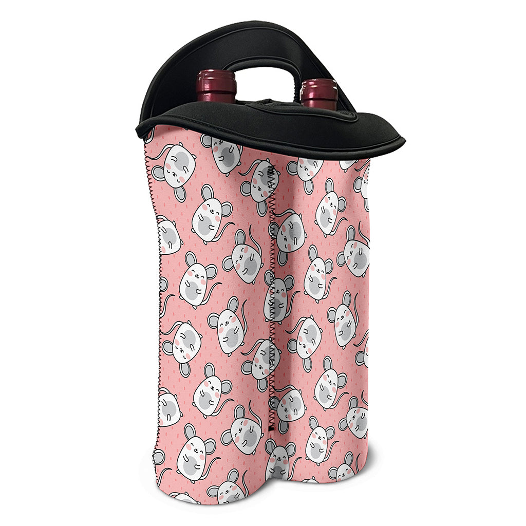 Cute Rat Pattern Print Double Neoprene Wine Tote