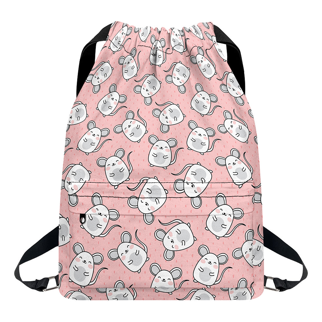 Cute Rat Pattern Print Drawstring Backpack