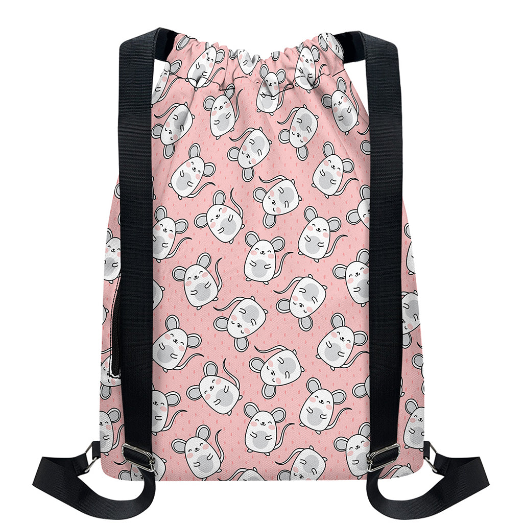 Cute Rat Pattern Print Drawstring Backpack