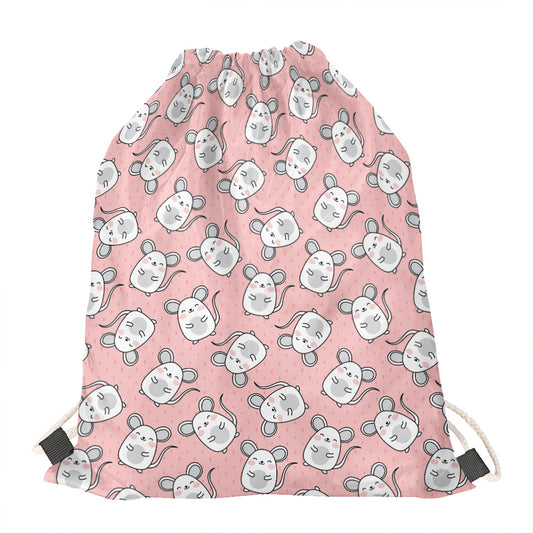 Cute Rat Pattern Print Drawstring Bag