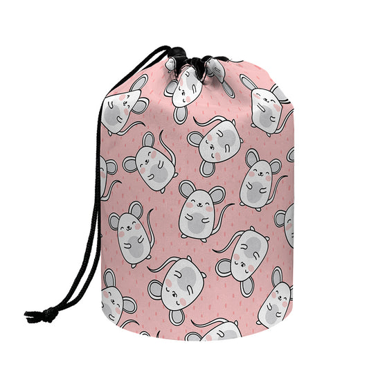 Cute Rat Pattern Print Drawstring Makeup Bag