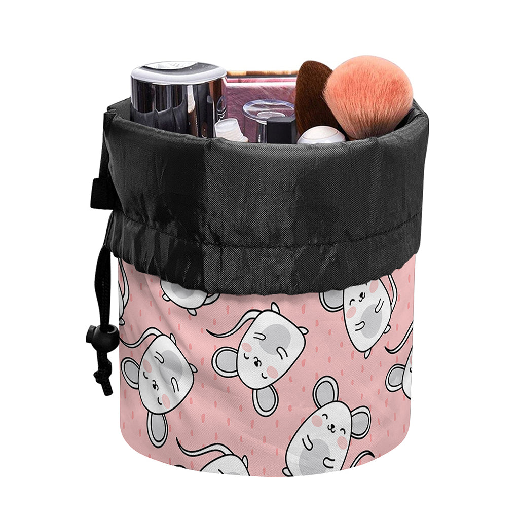 Cute Rat Pattern Print Drawstring Makeup Bag