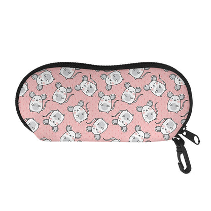 Cute Rat Pattern Print Glasses Case
