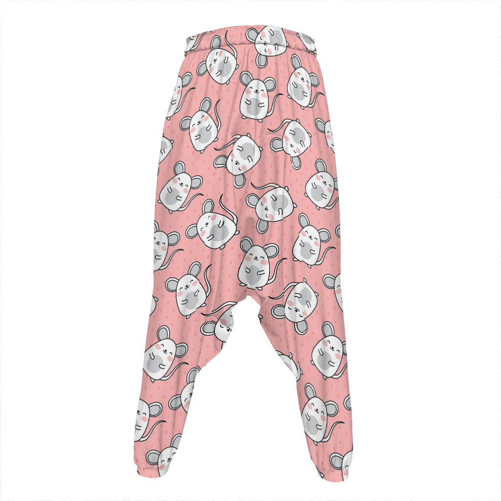Cute Rat Pattern Print Hammer Pants