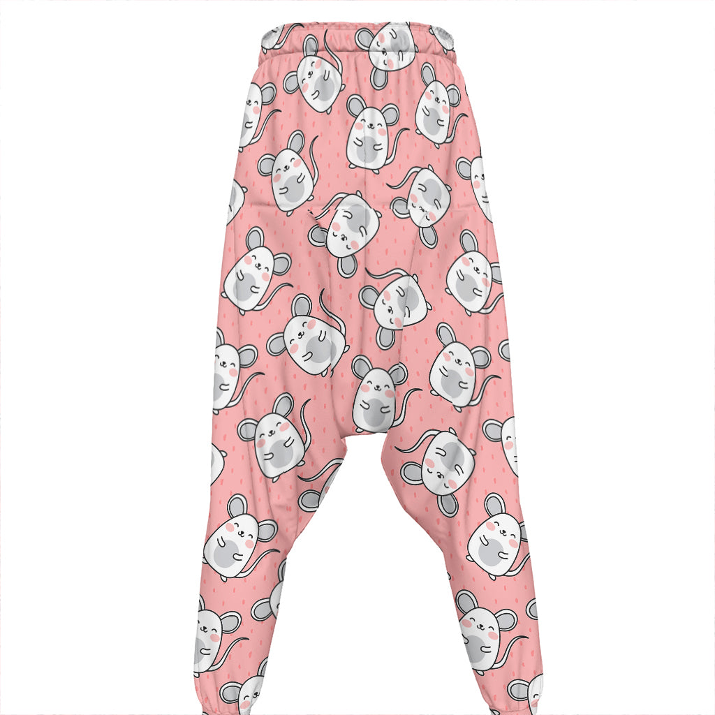 Cute Rat Pattern Print Hammer Pants