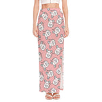 Cute Rat Pattern Print High Slit Maxi Skirt