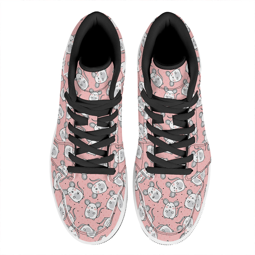 Cute Rat Pattern Print High Top Leather Sneakers