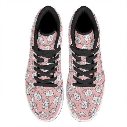 Cute Rat Pattern Print High Top Leather Sneakers