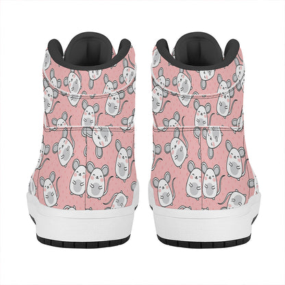 Cute Rat Pattern Print High Top Leather Sneakers